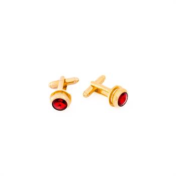 Kırmızı Taşlı Klasik Kol Düğmesi