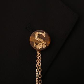 Kişiye Özel Kaplangözü Doğal Taş Ceket Yaka İğnesi