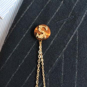 Kişiye Özel Kaplangözü Doğal Taş Ceket Yaka İğnesi