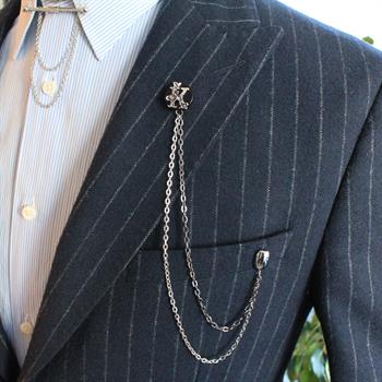 Kişiye Özel Oniks Doğal Taş Ceket Yaka İğnesi