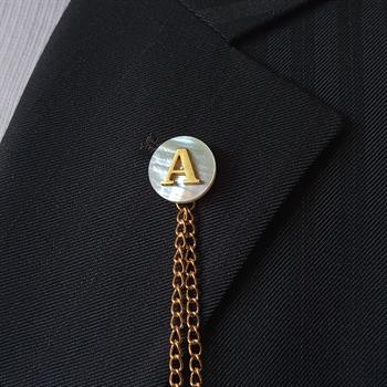 Kişiye Özel Sedef Doğal Taş Ceket Yaka İğnesi