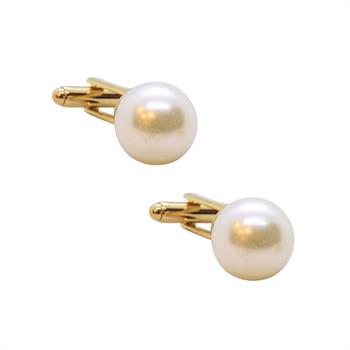 Beyaz İnci Figürlü Klasik Kol Düğmesi 