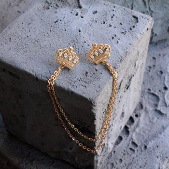 Kral ve Kraliçe Tacı Figürlü Gömlek Yaka İğnesi