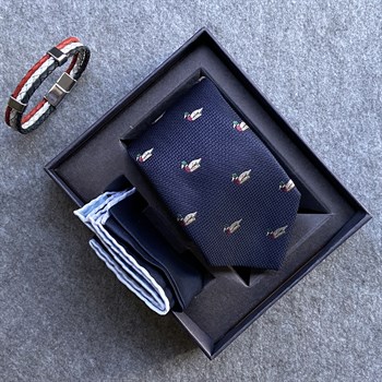 Kravat Cep Mendili Bileklik Hediye Seti
