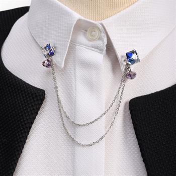 Kübik Taş Figürlü Gömlek Yaka İğnesi