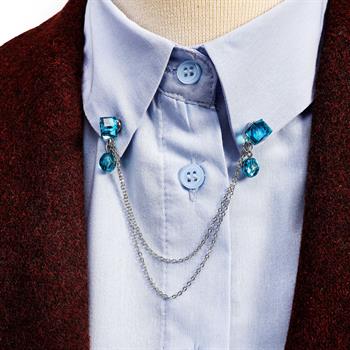 Kübik Taş Figürlü Gömlek Yaka İğnesi