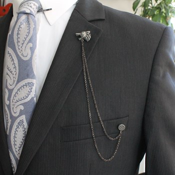 Kurt Figürlü Ceket Yaka İğnesi