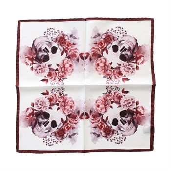 Kuru Kafa Desenli İpek Cep Mendili 