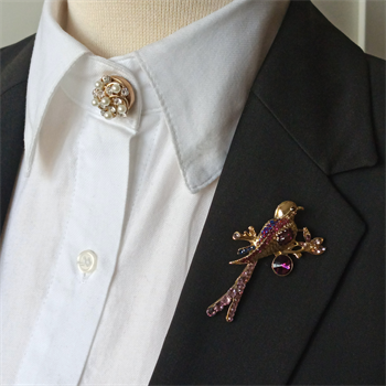 Kuş Figürlü Ceket Yaka Broşu