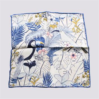 Kuş ve Çiçek Desenli Cep Mendili