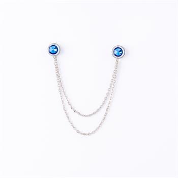 Mavi Taşlı Ceket & Gömlek Aksesuar Seti