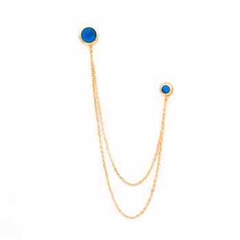 Mavi Taşlı Ceket & Gömlek Aksesuar Seti