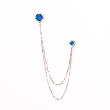 Mavi Taşlı Ceket & Gömlek Aksesuar Seti