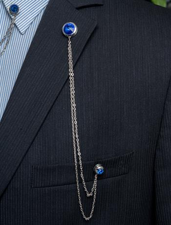 Mavi Taşlı Ceket Yaka İğnesi