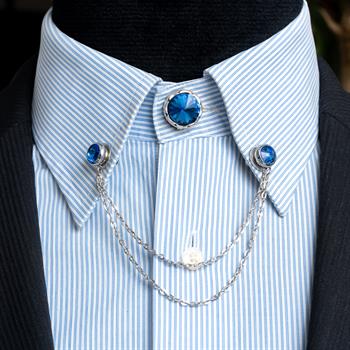 Mavi Taşlı Gömlek Yaka İğnesi