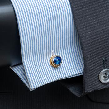 Mavi Taşlı Klasik Kol Düğmesi