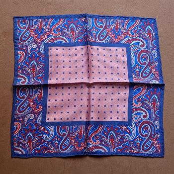 Nokta ve Şal Desenli İpek Cep Mendili