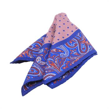 Nokta ve Şal Desenli İpek Cep Mendili