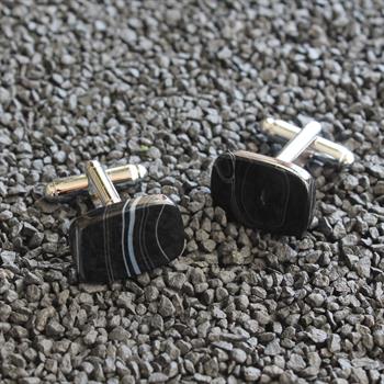 Obsidyen Doğal Taşlı Klasik Kol Düğmesi 