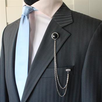 Oniks Doğal Taşlı Ceket Yaka İğnesi