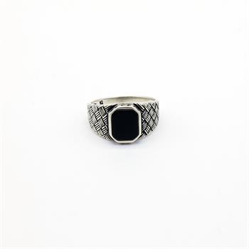 Oniks Doğal Taşlı Gümüş Yüzük