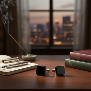 Oniks Doğal Taşlı Klasik Kol Düğmesi 