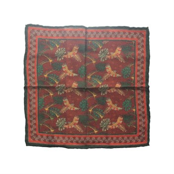 Papağan Desenli Yün Cep Mendili 