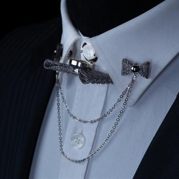 Papyon Figürlü Gömlek Yaka İğnesi ve Düğmesi Seti