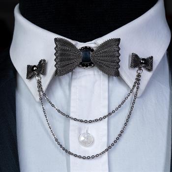 Papyon Figürlü Gömlek Yaka İğnesi ve Düğmesi Seti