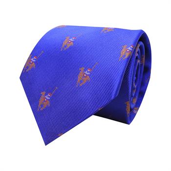 Polo Desenli Mavi İpek Kravat