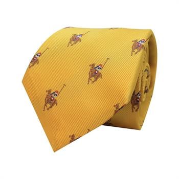 Polo Desenli Sarı İpek Kravat