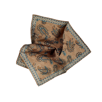 Şal Desenli Yün ve İpek Cep Mendili 