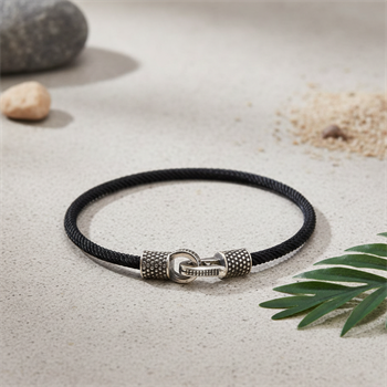 Siyah Gümüş İp Bileklik