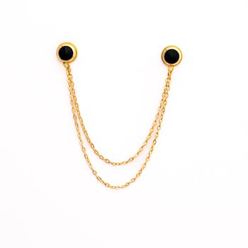 Siyah Taşlı Ceket & Gömlek Aksesuar Seti