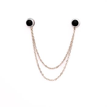 Siyah Taşlı Ceket & Gömlek Aksesuar Seti