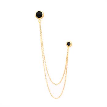 Siyah Taşlı Ceket & Gömlek Aksesuar Seti