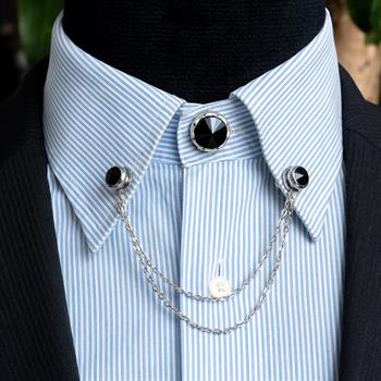 Siyah Taşlı Ceket & Gömlek Aksesuar Seti