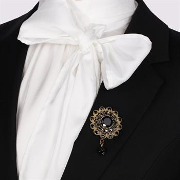 Siyah Taşlı Ceket Yaka Broşu