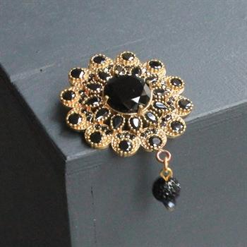 Siyah Taşlı Ceket Yaka Broşu