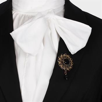 Siyah Taşlı Ceket Yaka Broşu