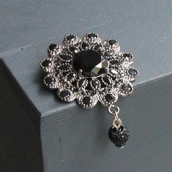 Siyah Taşlı Ceket Yaka Broşu