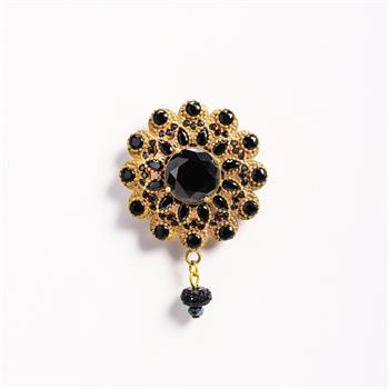 Siyah Taşlı Ceket Yaka Broşu