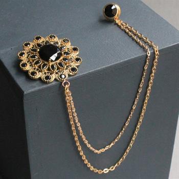 Siyah Taşlı Ceket Yaka İğnesi