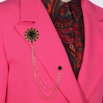 Siyah Taşlı Ceket Yaka İğnesi