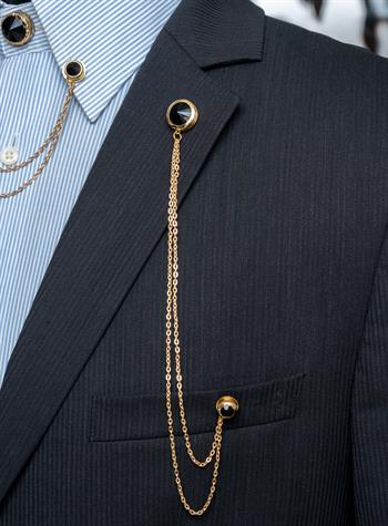 Siyah Taşlı Ceket Yaka İğnesi