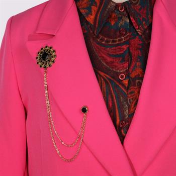 Siyah Taşlı Ceket Yaka İğnesi