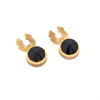 Siyah Taşlı Geçmeli Kol Düğmesi 