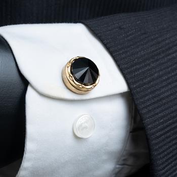 Siyah Taşlı Geçmeli Kol Düğmesi 