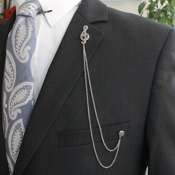 Sol Anahtarı Figürlü Ceket Yaka İğnesi