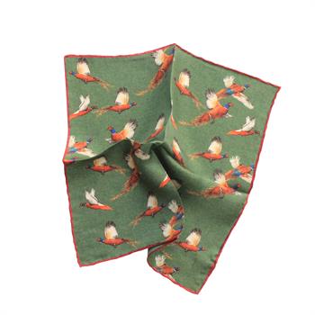 Tavus Kuşu Desenli İpek Cep Mendili 